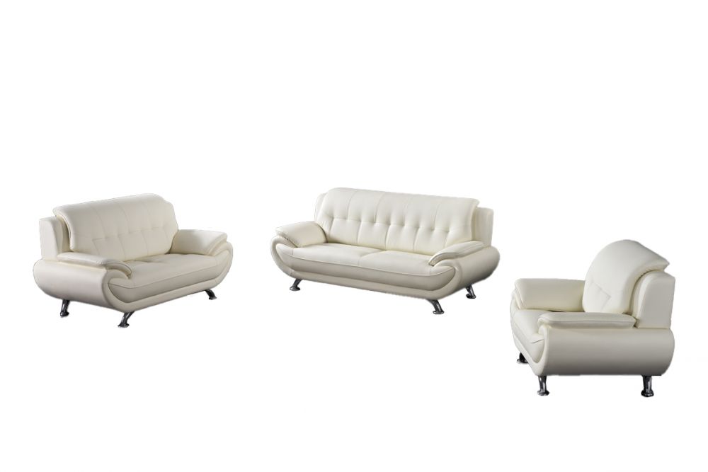 American Eagle Furniture - AE208 Ivory Faux Leather Sofa - AE208-IV-SF