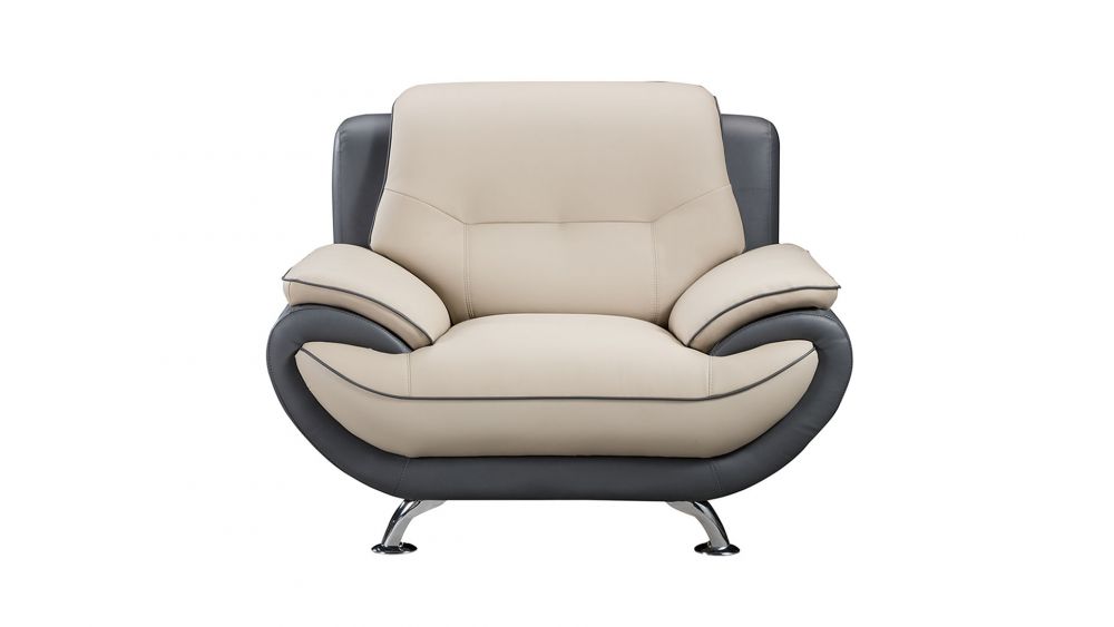 American Eagle Furniture - AE208 Light/Dark Gray Faux Leather Chair - AE208-LG.DG-CHR