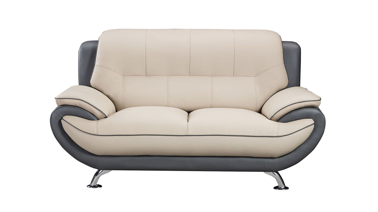 American Eagle Furniture - AE208 Light/Dark Gray Faux Leather 2 Piece Sofa Set - AE208-LG.DG-SL - GreatFurnitureDeal
