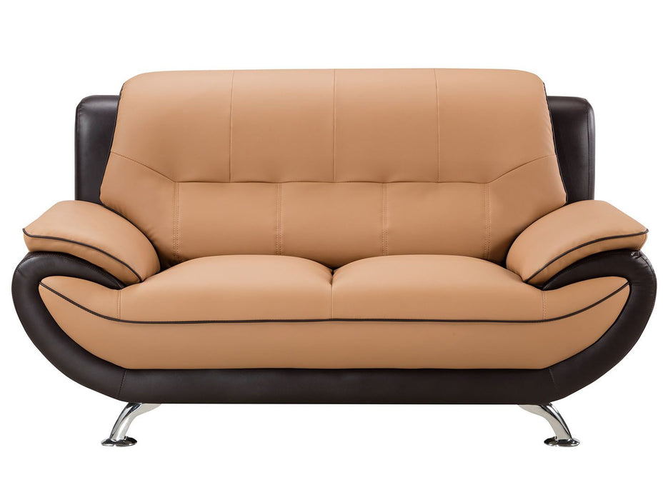 American Eagle Furniture - AE208-YO.BR Light/Dark Brown Faux Leather Loveseat - AE208-YO.BR-LS