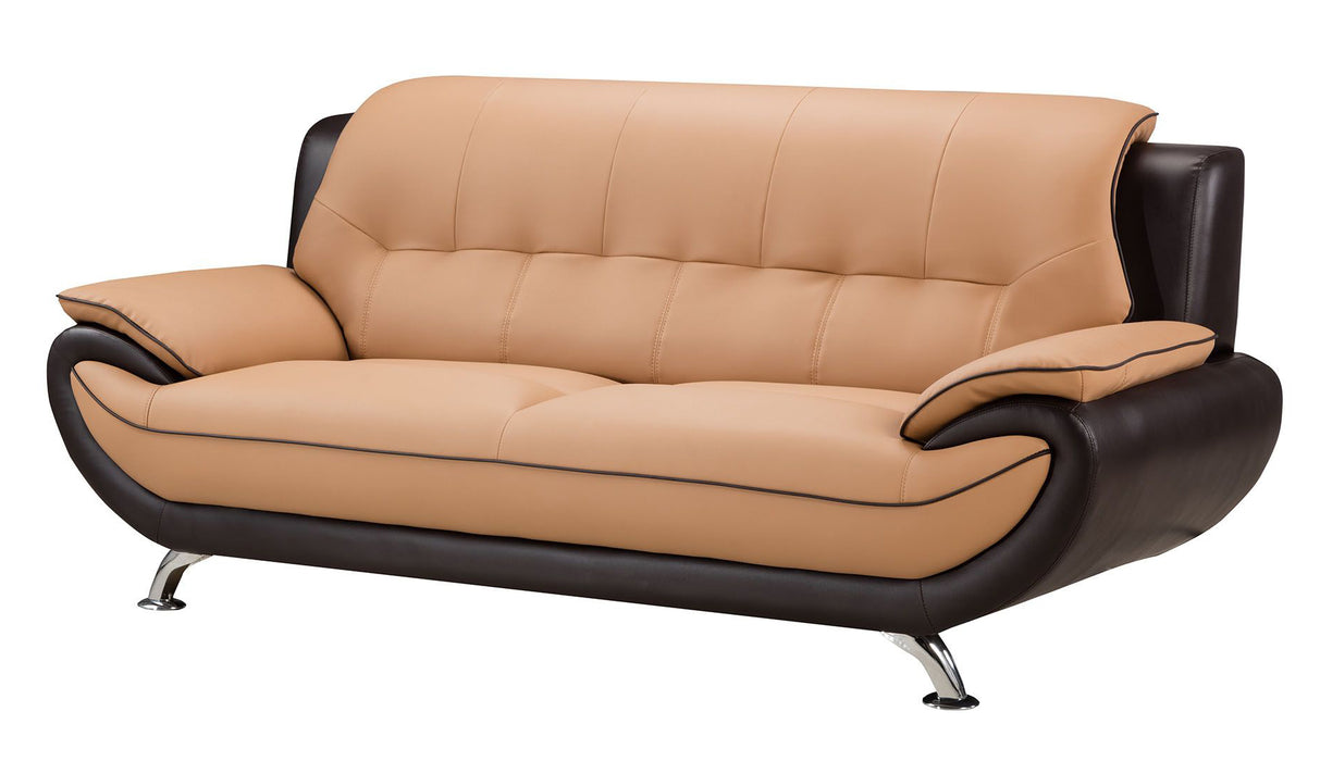 American Eagle Furniture - AE208-YO.BR Light/Dark Brown Faux Leather Sofa  - AE208-YO.BR-SF - GreatFurnitureDeal