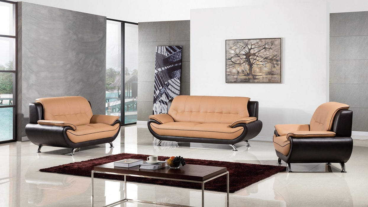 American Eagle Furniture - AE208-YO.BR Light/Dark Brown Faux Leather 2 Piece Sofa Set - AE208-YO.BR-SL - GreatFurnitureDeal