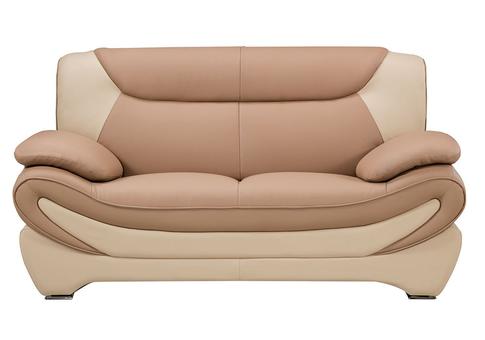 American Eagle Furniture - AE209 Camel and Ivory Faux Leather Loveseat - AE209-CA.IV-LS - GreatFurnitureDeal
