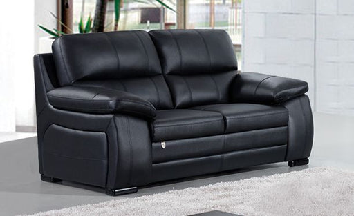 American Eagle Furniture - EK041 Black Italian Leather Loveseat - EK041-BK-LS - GreatFurnitureDeal
