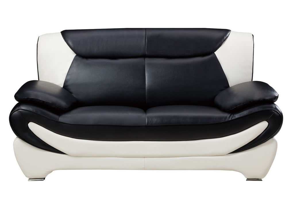 American Eagle Furniture - AE209 Black and Ivory Faux Leather Loveseat - AE209-BK.W-LS - GreatFurnitureDeal