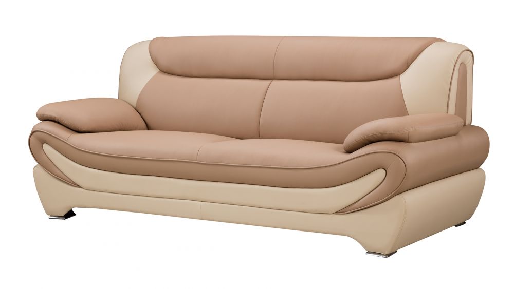 American Eagle Furniture - AE209 Camel and Ivory Faux Leather Sofa - AE209-CA.IV-SF
