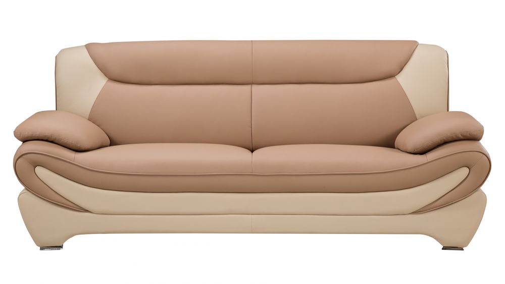 American Eagle Furniture - AE209 Camel and Ivory Faux Leather Sofa - AE209-CA.IV-SF