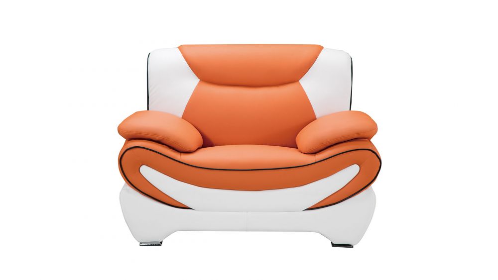 American Eagle Furniture - AE209 Orange and White Faux Leather Chair - AE209-ORG.IV-CHR