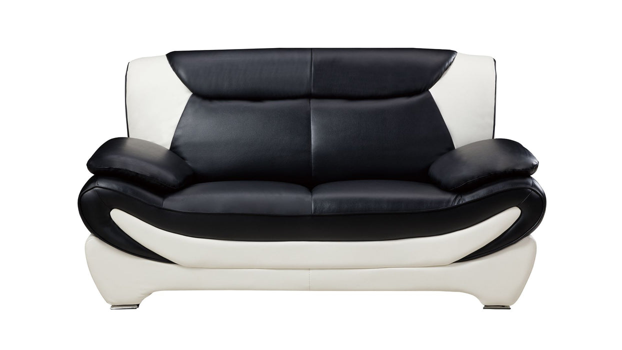 American Eagle Furniture - AE209 Black and Ivory Faux Leather 2 Piece Sofa Set - AE209-BK.W-SL - GreatFurnitureDeal