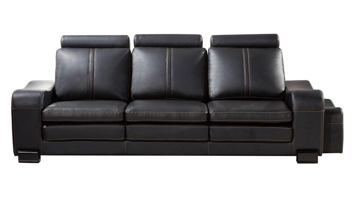 American Eagle Furniture - AE210 Black Faux Leather 3 Piece Living Room Set - AE210-BK-SLC - GreatFurnitureDeal