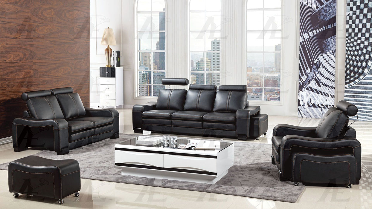 American Eagle Furniture - AE210 Black Faux Leather Loveseat - AE210-BK-LS