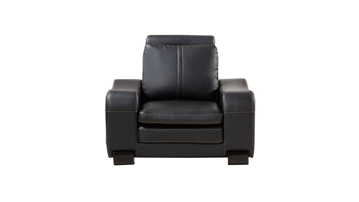 American Eagle Furniture - AE210 Black Faux Leather 3 Piece Living Room Set - AE210-BK-SLC