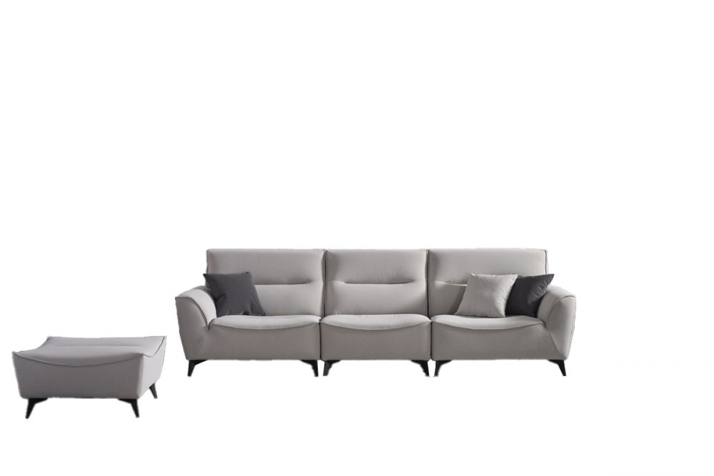 American Eagle Furniture - AE2376 Light Gray Fabric Sofa with Ottoman - AE2376