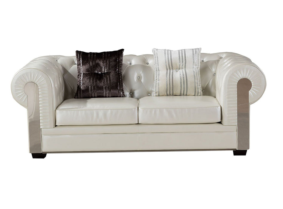 American Eagle Furniture - AE2608 Ivory Faux Leather Loveseat - AE2608-IV-LS