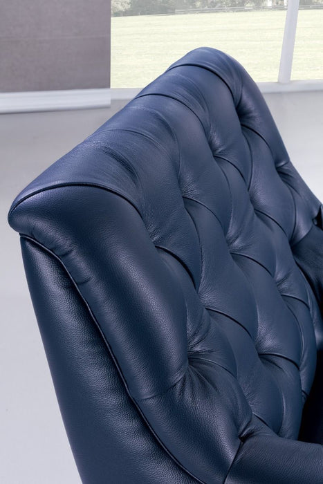 American Eagle Furniture - EK8003 Navy Blue Italian Leather Loveseat - EK8003-NB-LS