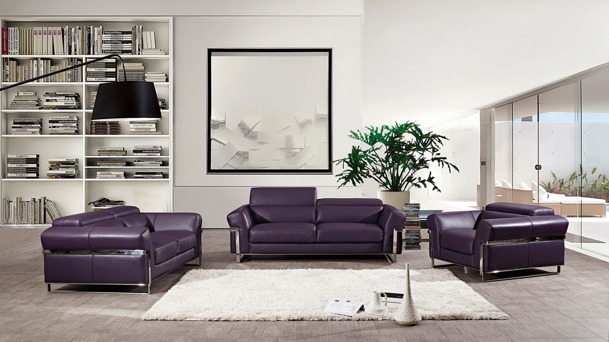 American Eagle Furniture - EK012 Purple Italian Full Leather Chair - EK012-PUR-CHR