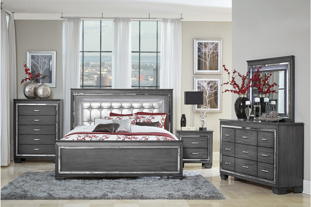 Homelegance - Allura 5 Piece Full Bedroom Set with LED Lighting in Gray - 1916FGY-1-5SET - GreatFurnitureDeal