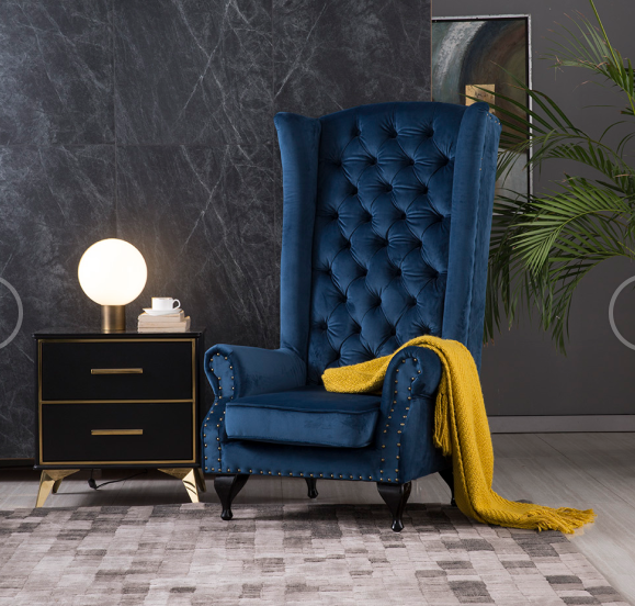 American Eagle Furniture - AE506 Blue Fabric Accent Chair - AE506-BLU