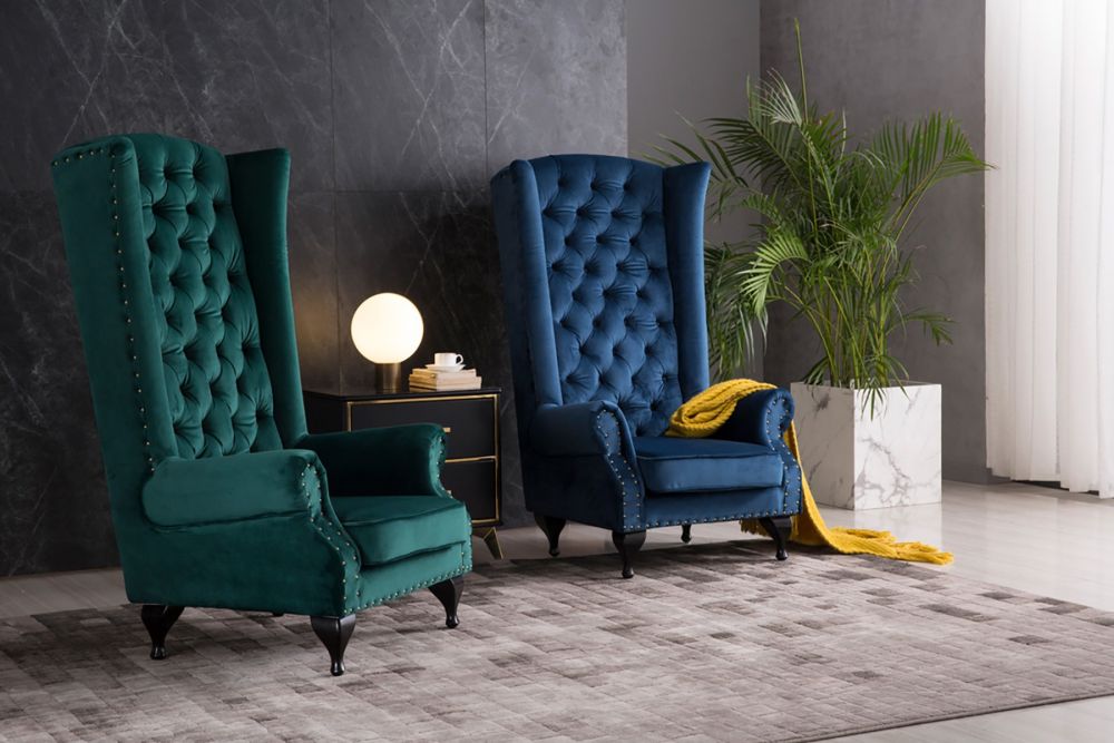 American Eagle Furniture - AE506 Blue Fabric Accent Chair - AE506-BLU - GreatFurnitureDeal