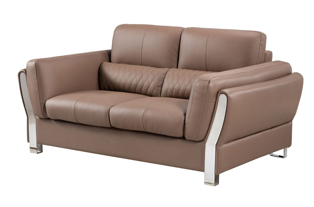 American Eagle Furniture - AE690 Taupe Microfiber Leather Loveseat - AE690-TPE-LS - GreatFurnitureDeal