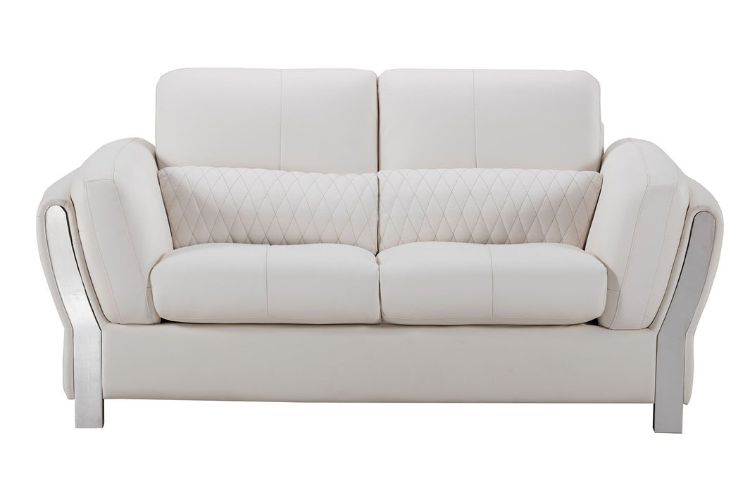 American Eagle Furniture - AE690 White Microfiber Leather Loveseat - AE690-W-LS