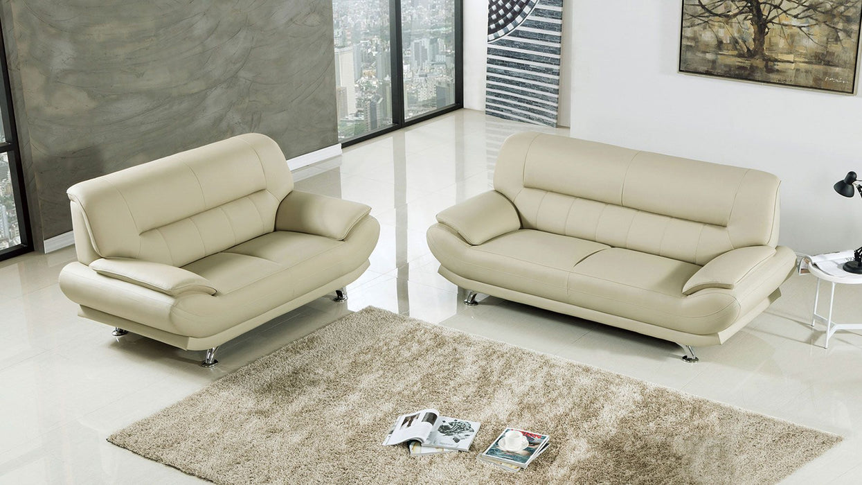 American Eagle Furniture - AE709-CRM Khaki Faux Leather Loveseat - AE709-CRM-LS