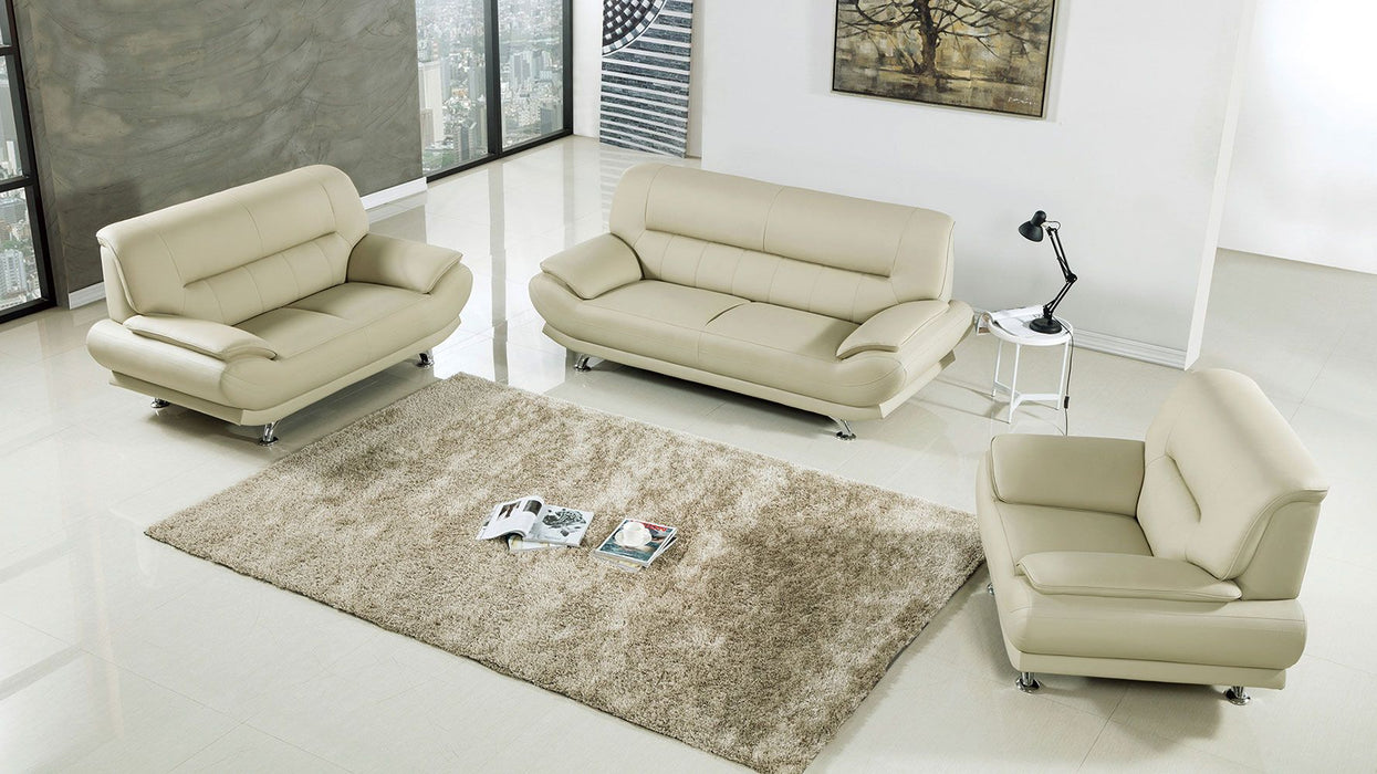 American Eagle Furniture - AE709-CRM Khaki Faux Leather Loveseat - AE709-CRM-LS - GreatFurnitureDeal