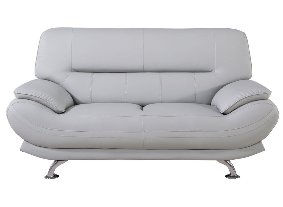 American Eagle Furniture - AE709 Light Gray Faux Leather Loveseat - AE709-LG-LS - GreatFurnitureDeal