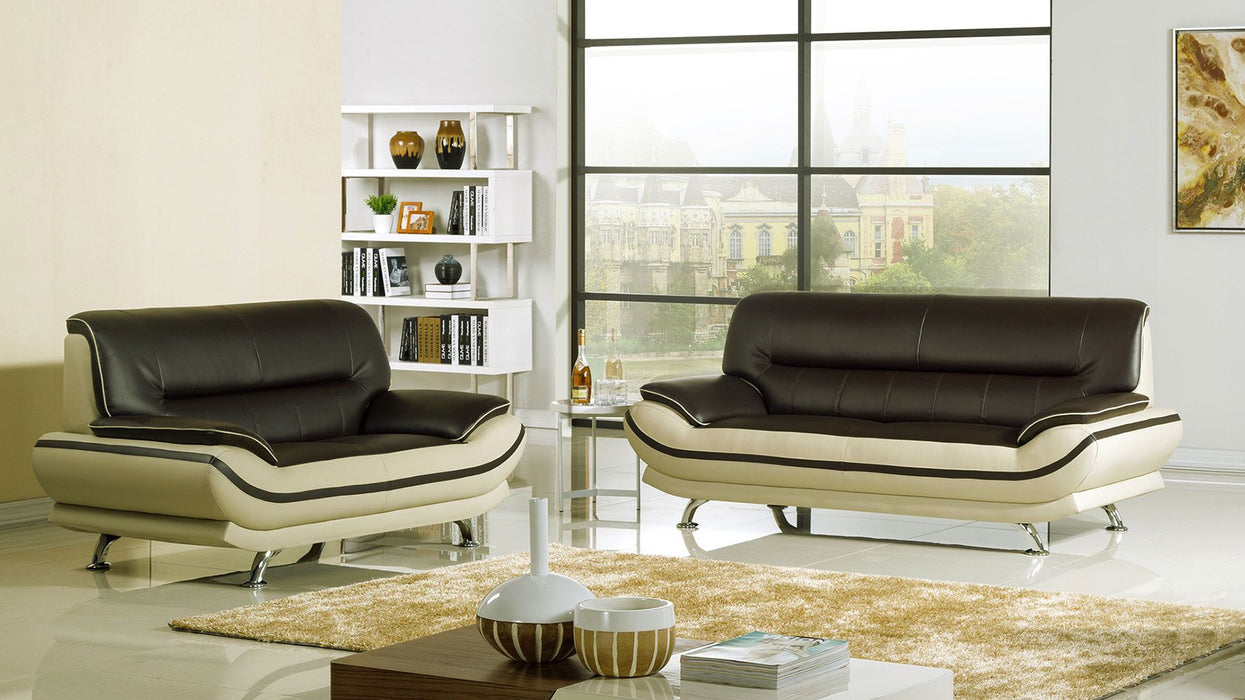 American Eagle Furniture - AE709-MA.LG Raisin and Khaki Faux Leather Loveseat - AE709-MA.LG-LS - GreatFurnitureDeal