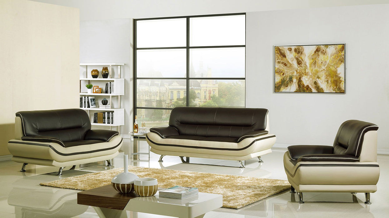 American Eagle Furniture - AE709-MA.LG Raisin and Khaki Faux Leather 2 Piece Sofa Set - AE709-MA.LG- SL
