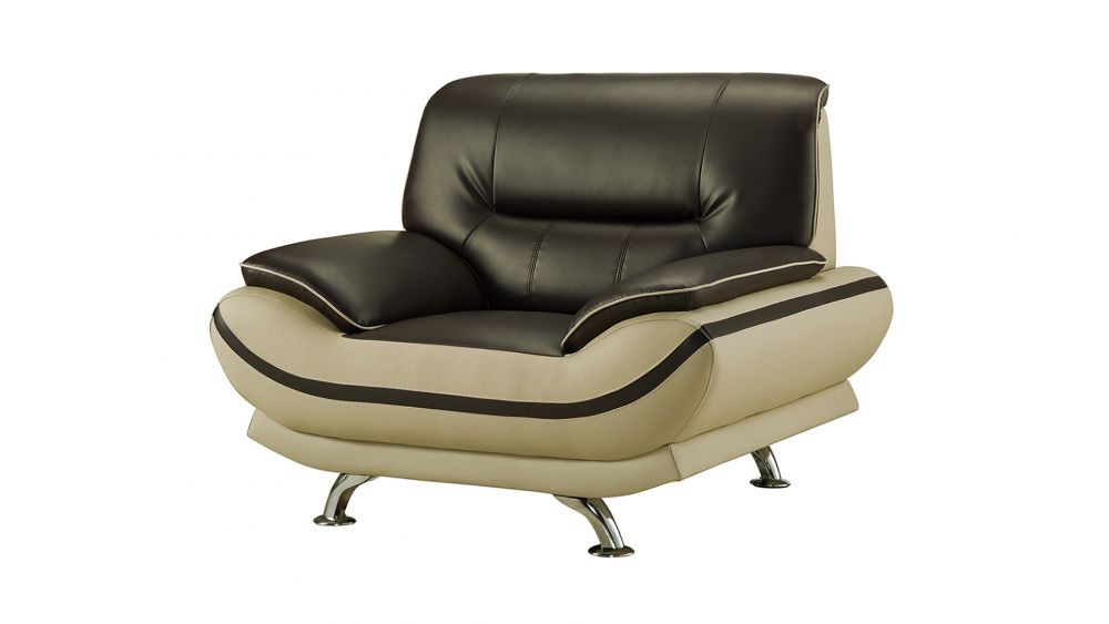American Eagle Furniture - AE709-MA.LG Raisin and Khaki Faux Leather Chair - AE709-MA.LG-CHR