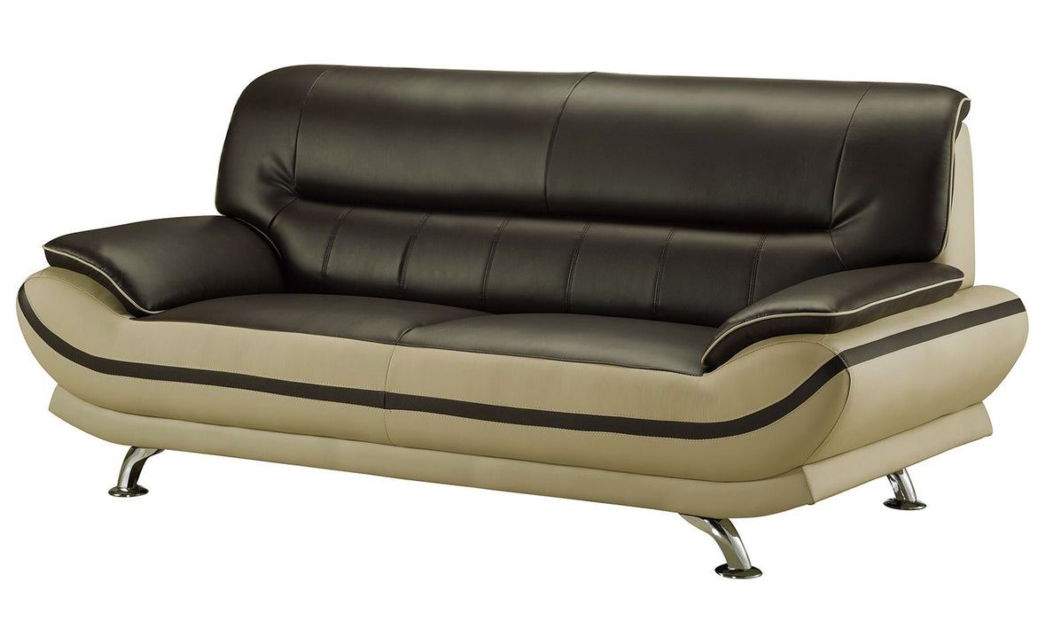 American Eagle Furniture - AE709-MA.LG Raisin and Khaki Faux Leather Sofa - AE709-MA.LG-SF