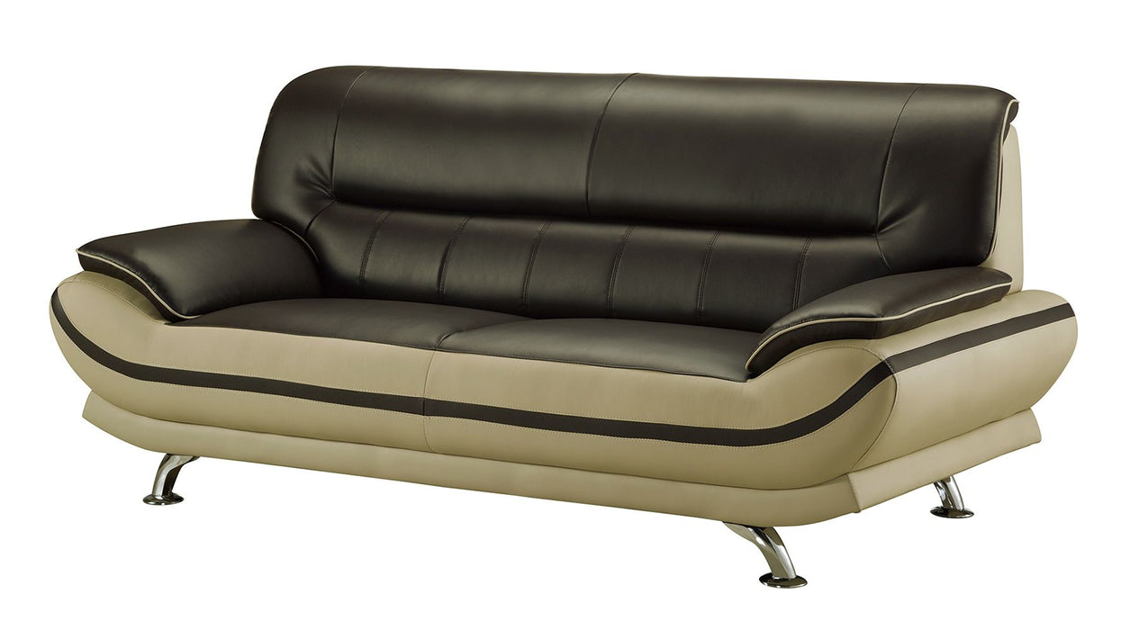 American Eagle Furniture - AE709-MA.LG Raisin and Khaki Faux Leather 2 Piece Sofa Set - AE709-MA.LG- SL