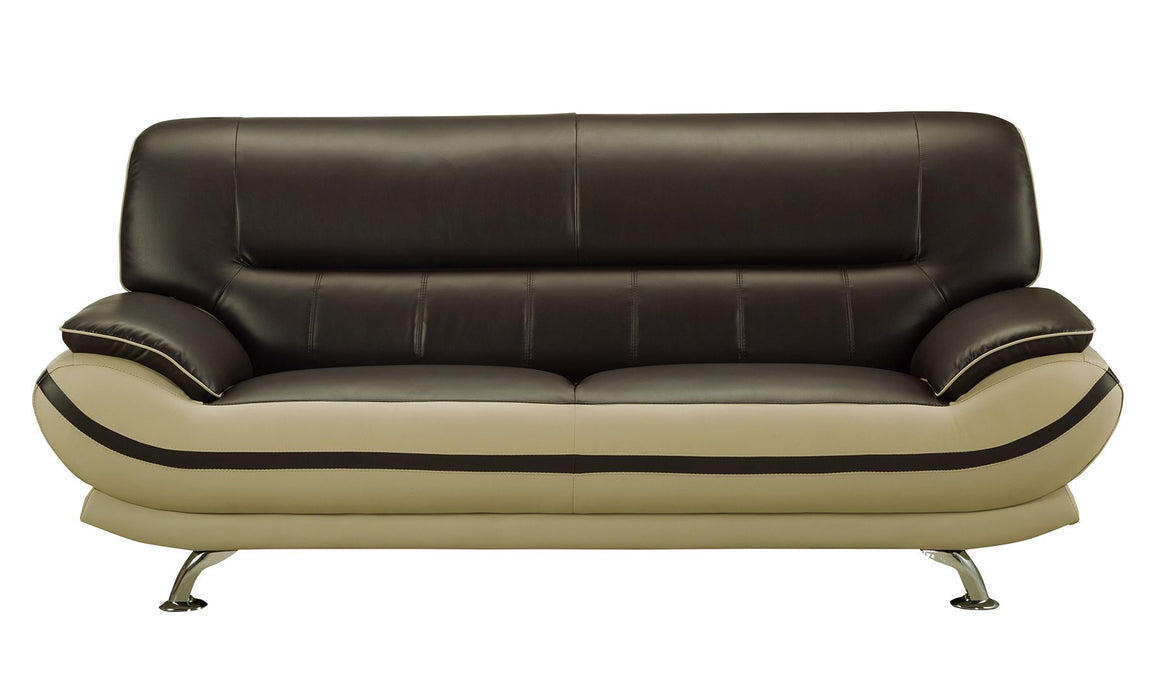 American Eagle Furniture - AE709-MA.LG Raisin and Khaki Faux Leather Sofa - AE709-MA.LG-SF