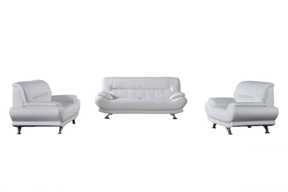 American Eagle Furniture - AE709 White Faux Leather Sofa - AE709-W-SF