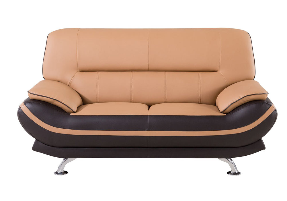 American Eagle Furniture - AE709 -YO.BR Light/Dark Brown Faux Leather Loveseat - AE709-YO.BR-LS - GreatFurnitureDeal