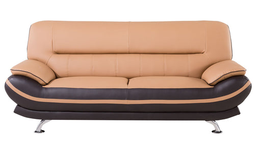 American Eagle Furniture - AE709-YO.BR Light/Dark Brown Faux Leather Sofa - AE709-YO.BR-SF - GreatFurnitureDeal