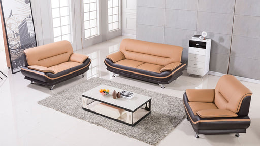 American Eagle Furniture - AE709-YO.BR Light/Dark Brown Faux Leather 3 Piece Living Room Set - AE709-YO.BR- SLC - GreatFurnitureDeal