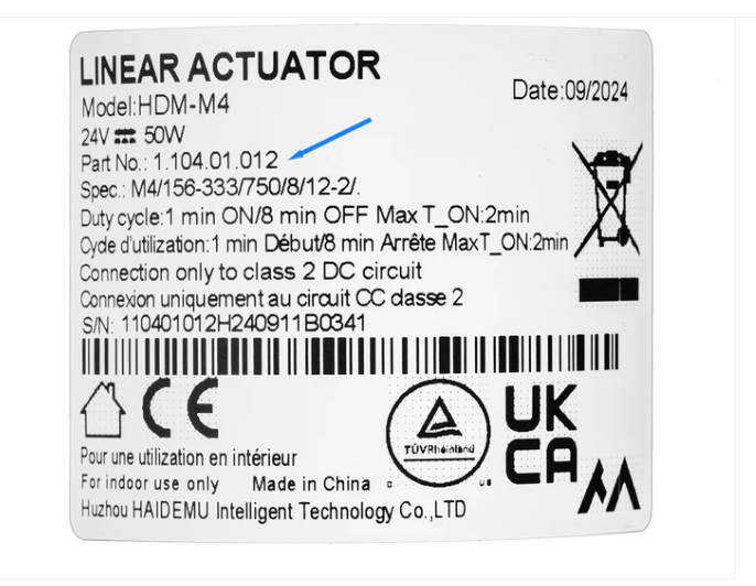 Power Linear Actuator Replacement HAIDEMU Power Motor - HDM-M4/ 1.104.01.012 - GreatFurnitureDeal