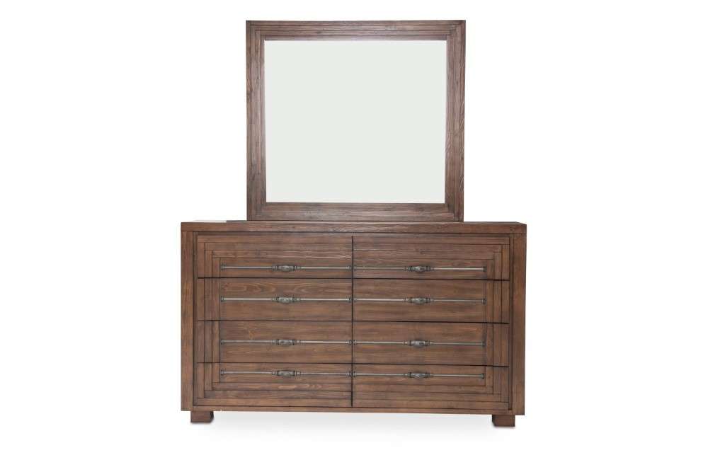 AICO Furniture - Carrollton Dresser & Mirror"Rustic Ranch - KI-CRLN050-60-407N - GreatFurnitureDeal