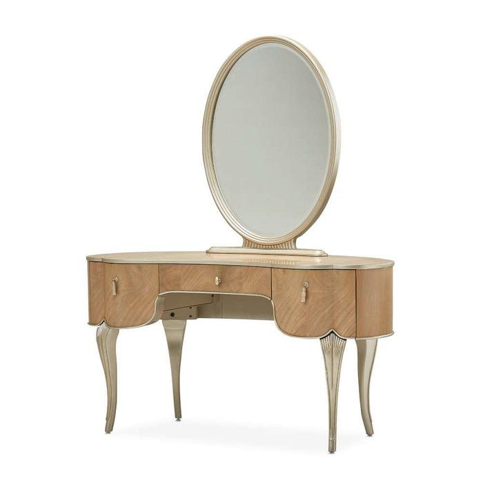 AICO Furniture - Villa Cherie Vanity Desk with Mirror in Caramel - N9008000VAN2-134