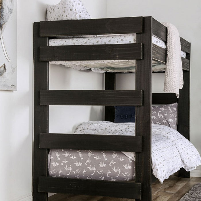 Furniture of America - Arlette Twin/Twin Bunk Bed in Black - AM-BK100BK-BED-SLAT - GreatFurnitureDeal