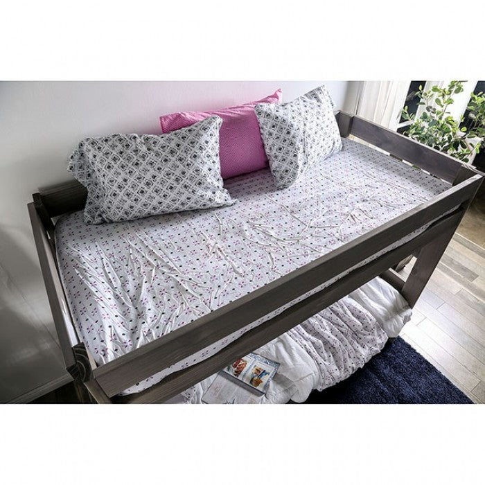 Furniture of America - Arlette Twin/Twin Bunk Bed in Gray - AM-BK100GY-BED-SLAT - GreatFurnitureDeal