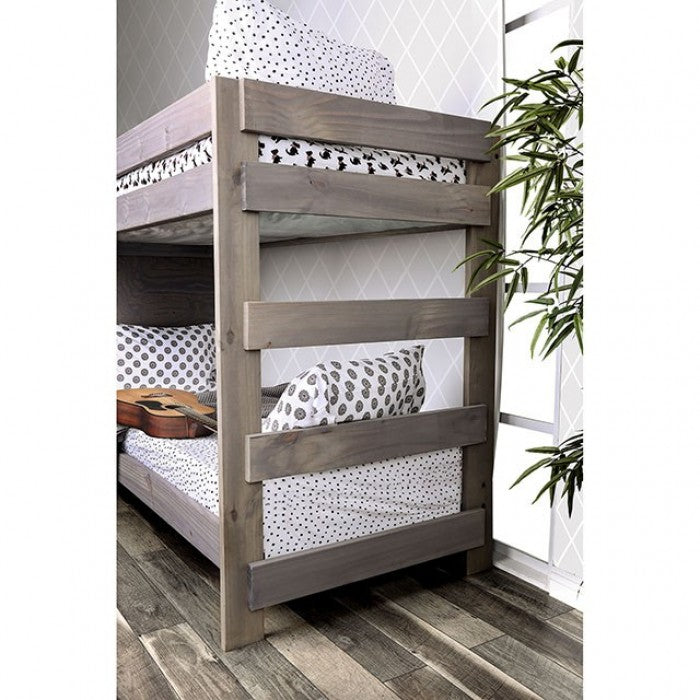 Furniture of America - Ampelios Twin Bunk Bed in Gray - AM-BK102GY