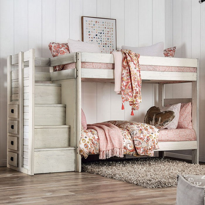 Furniture of America - Ampelios Twin Bunk Bed in White - AM-BK102WH