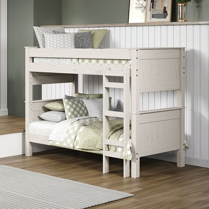 Furniture of America - Damaris Twin/Twin Post Bunkbed in Gray - AM-BK302WH-BED - GreatFurnitureDeal