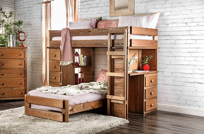 Furniture of America - Beckford Twin/Twin Loft Bed in Mahogany - AM-BK600 - GreatFurnitureDeal