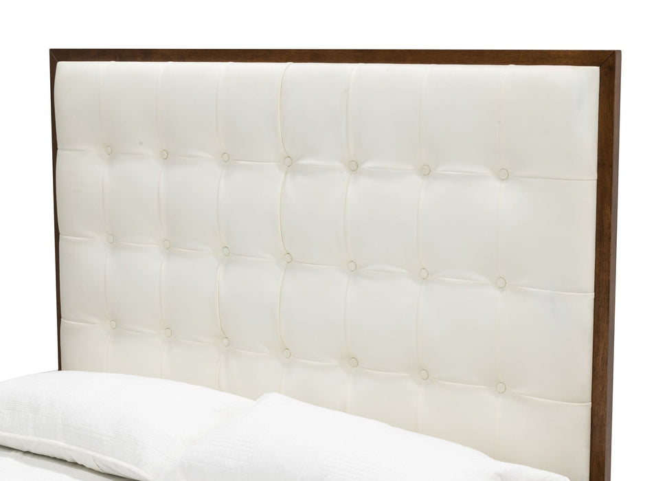 VIG Furniture - Modrest Amberlie White Vegan Leather & Walnut Eastern King Bed - VGMABR-96-WAL-BED-EK - GreatFurnitureDeal