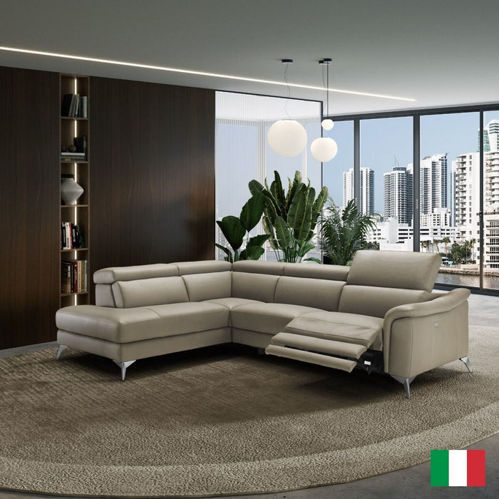 VIG Furniture - Coronelli Collezioni Monte Carlo Italian Modern Taupe Leather LAF Sectional Sofa - VGCC-MONTECARLO-T-LAF