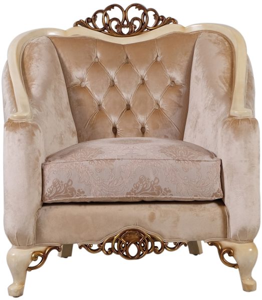European Furniture - Angelica Chair in Beige & Gold - 45350-C - GreatFurnitureDeal